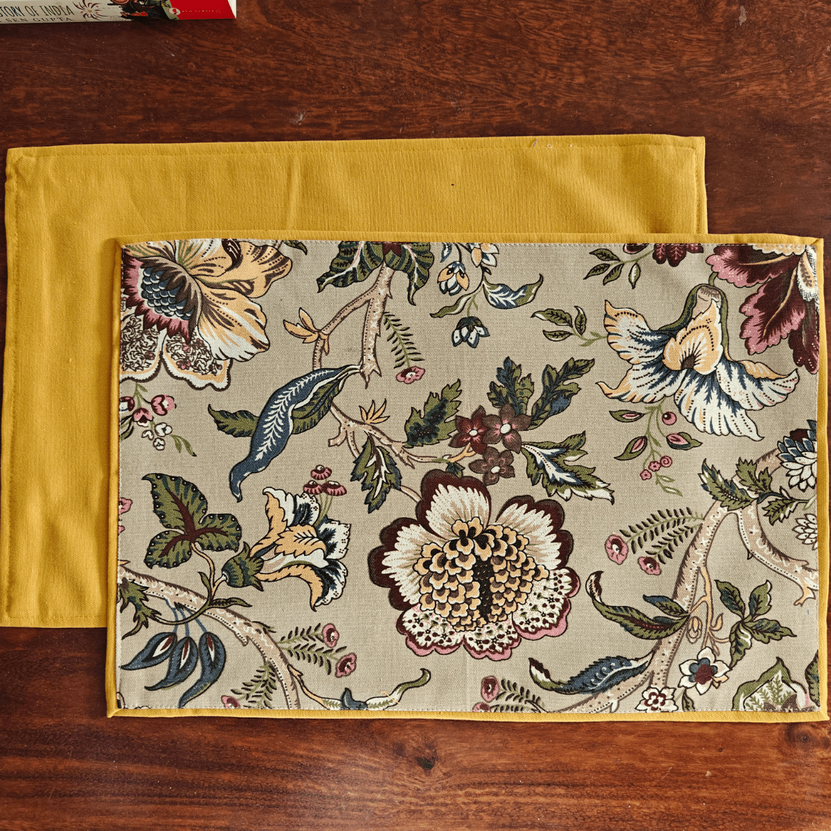 Dune Bloom Printed Placemats – Cotton Canvas – Set of 6, 12" x 18" - Coral Slub - 