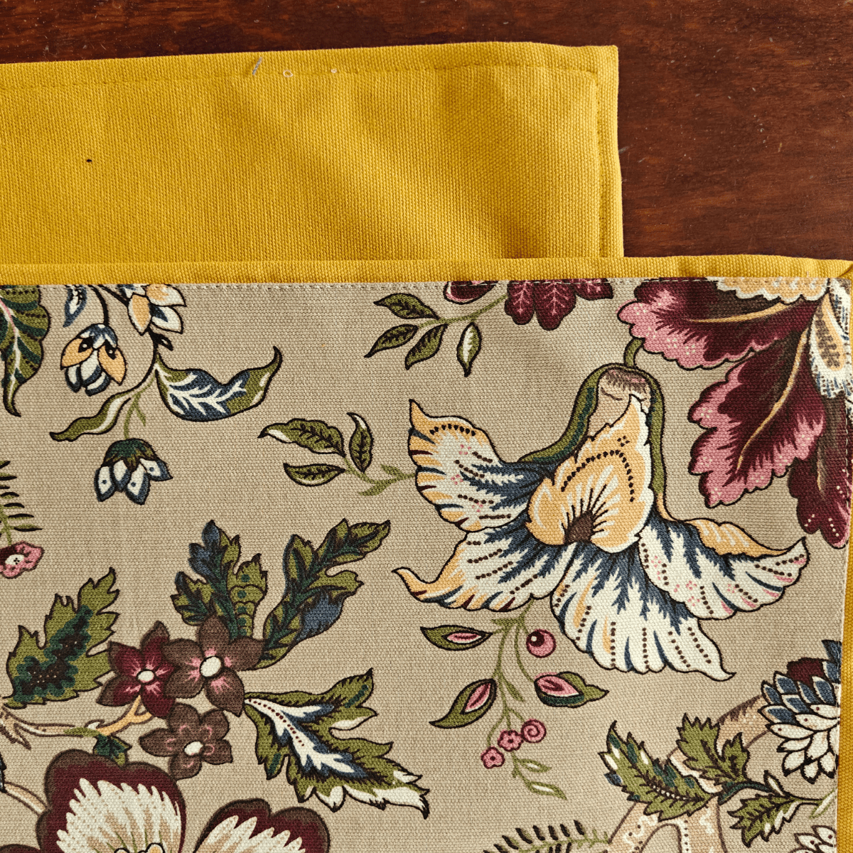 Dune Bloom Printed Placemats – Cotton Canvas – Set of 6, 12" x 18" - Coral Slub - 