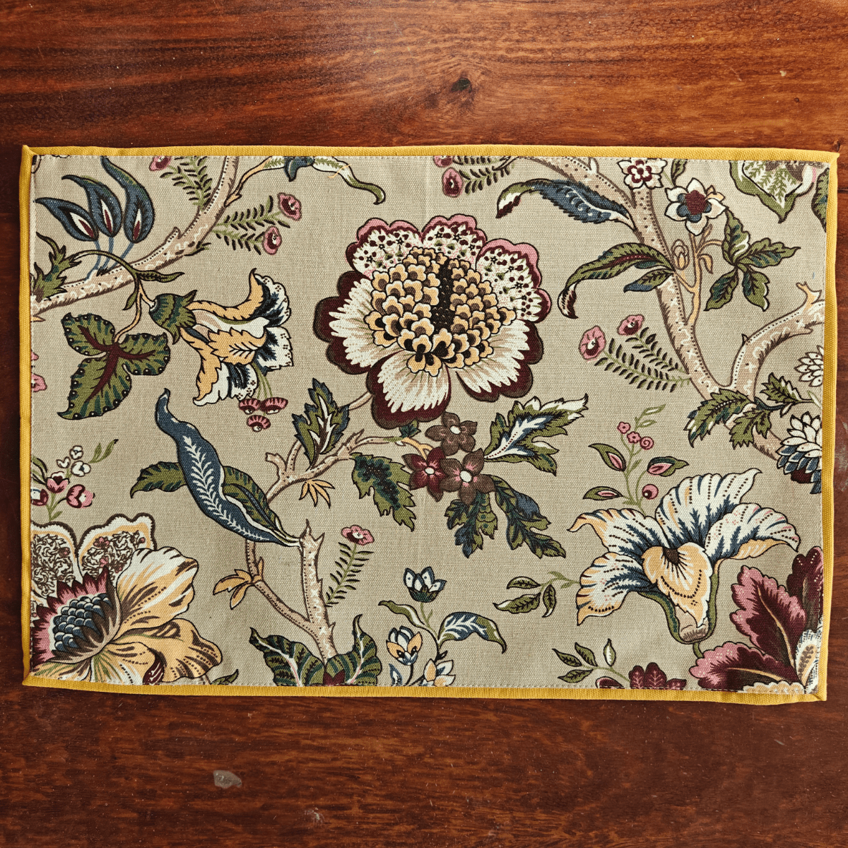 Dune Bloom Printed Placemats – Cotton Canvas – Set of 6, 12" x 18" - Coral Slub - 