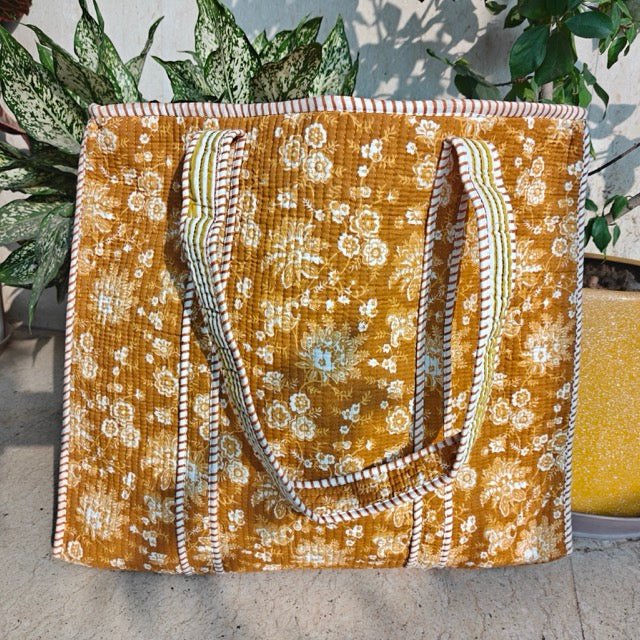 Earthen Flora Botanic Print Tote Bag - Coral Slub - 