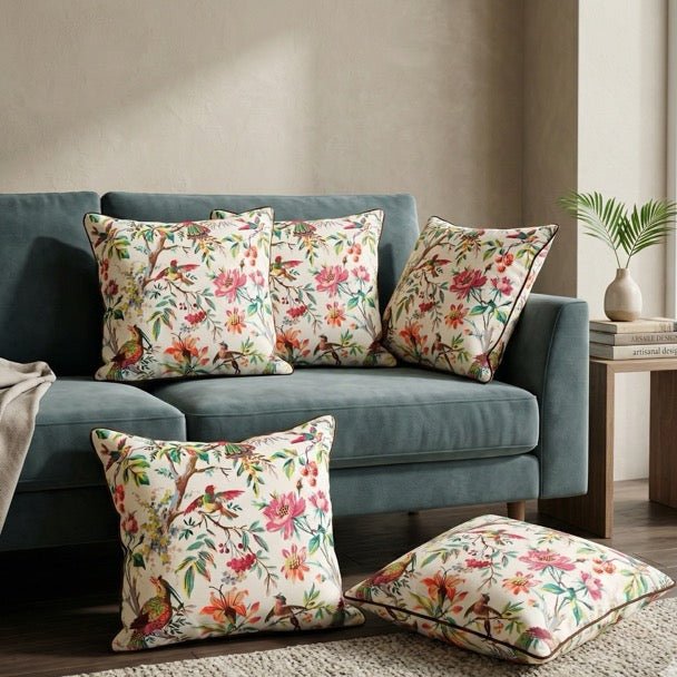 Ember Cushion Covers, Pack of 5 - Coral Slub - 