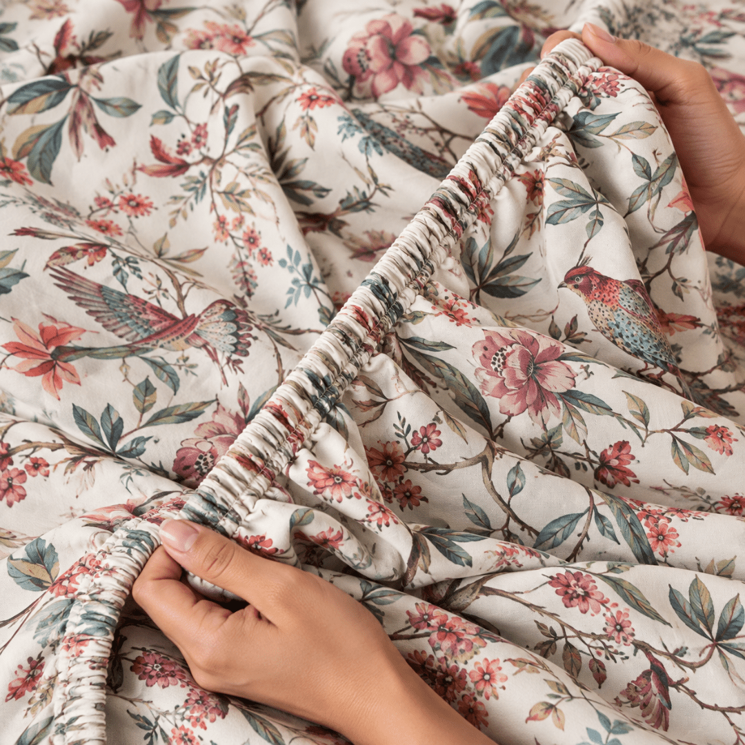 Ember Fitted Bedsheet King Size - Coral Slub -
