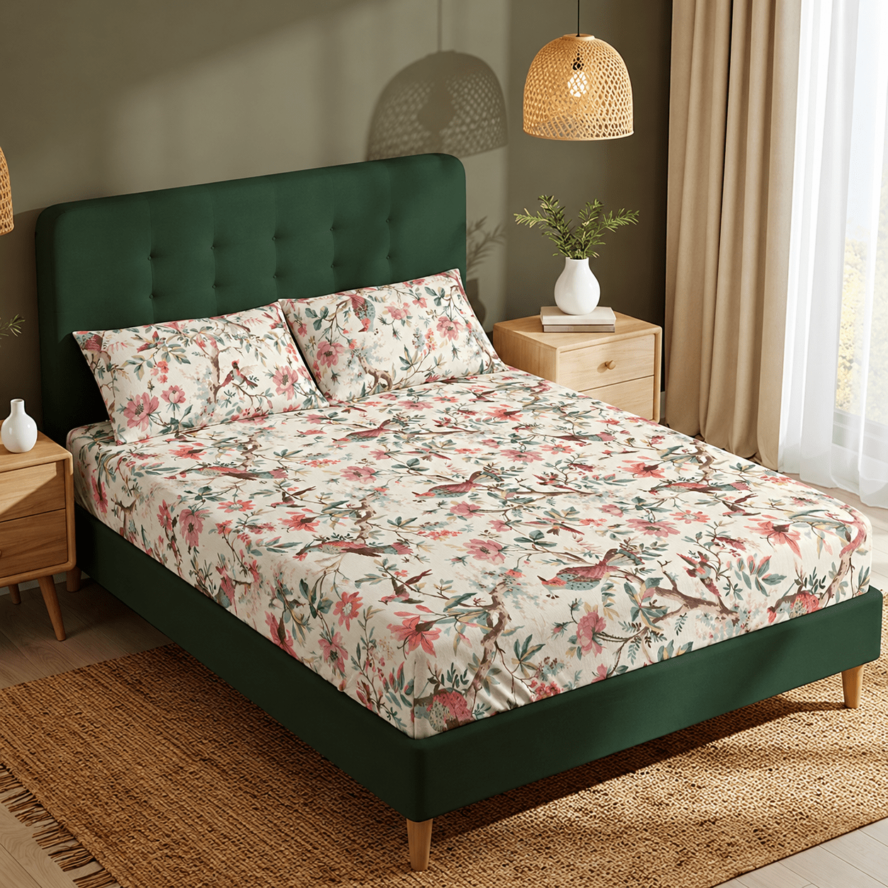Ember Fitted Bedsheet King Size - Coral Slub -