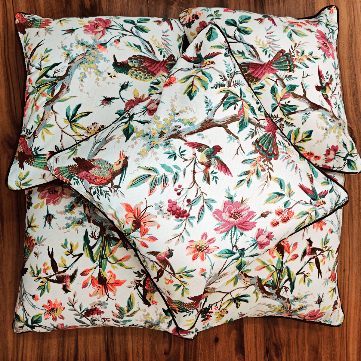 Ember Printed Cushion Covers, 16" x 16", Pack of 5 - Coral Slub - 