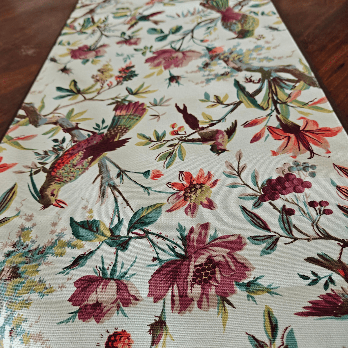 Ember Printed Table Runner, 100% cotton, 13" x 72" - Coral Slub - 