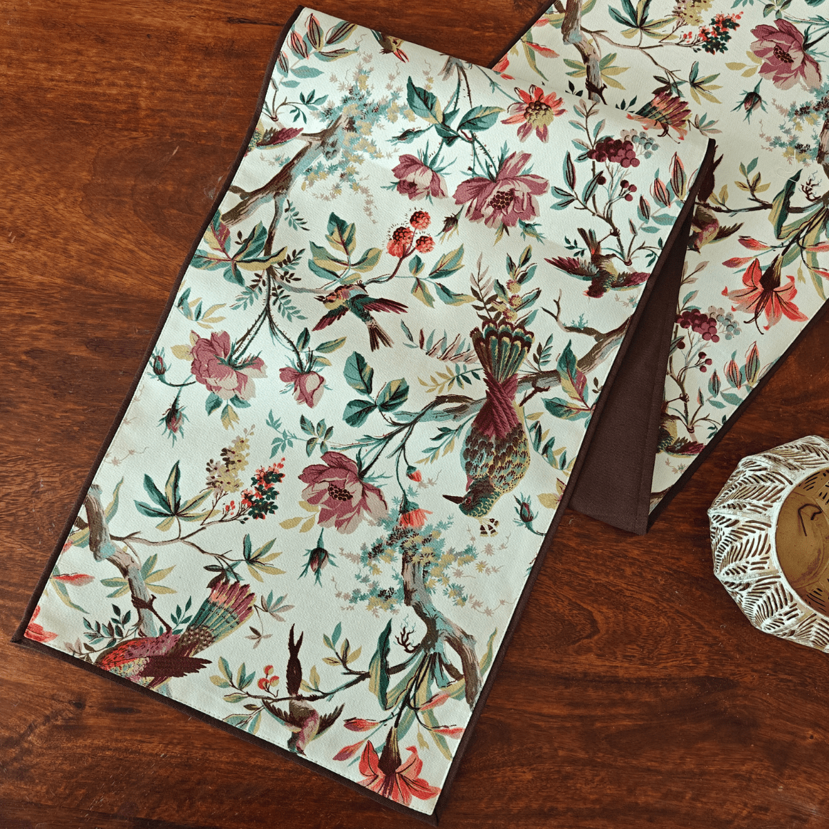 Ember Printed Table Runner, 100% cotton, 13" x 72" - Coral Slub - 