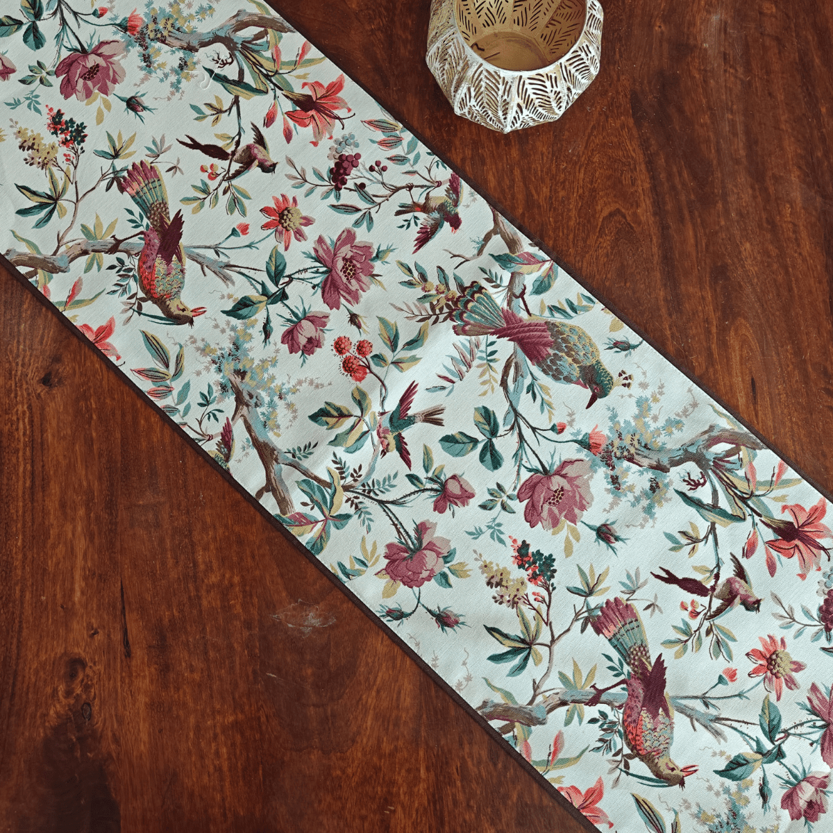 Ember Printed Table Runner, 100% cotton, 13" x 72" - Coral Slub - 