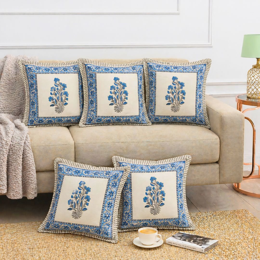 Faiza Cushion Covers, Pack of 5 - Coral Slub - 