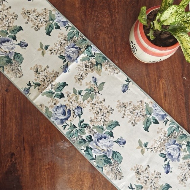 Fern Grace Printed Table Runner - Coral Slub -