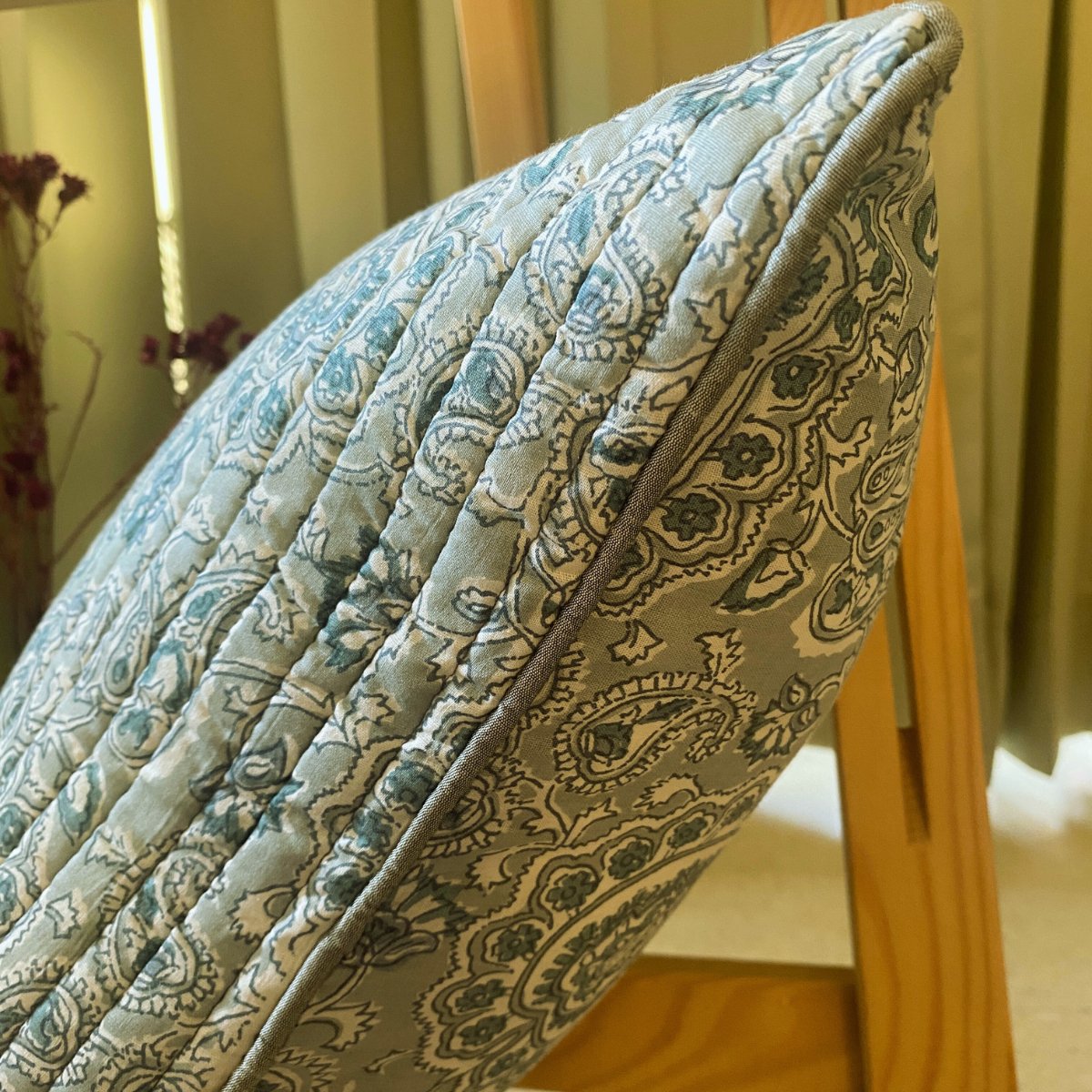 Fern Quilted Cushion Covers, pack of 5, 16" x 16" - Coral Slub - 