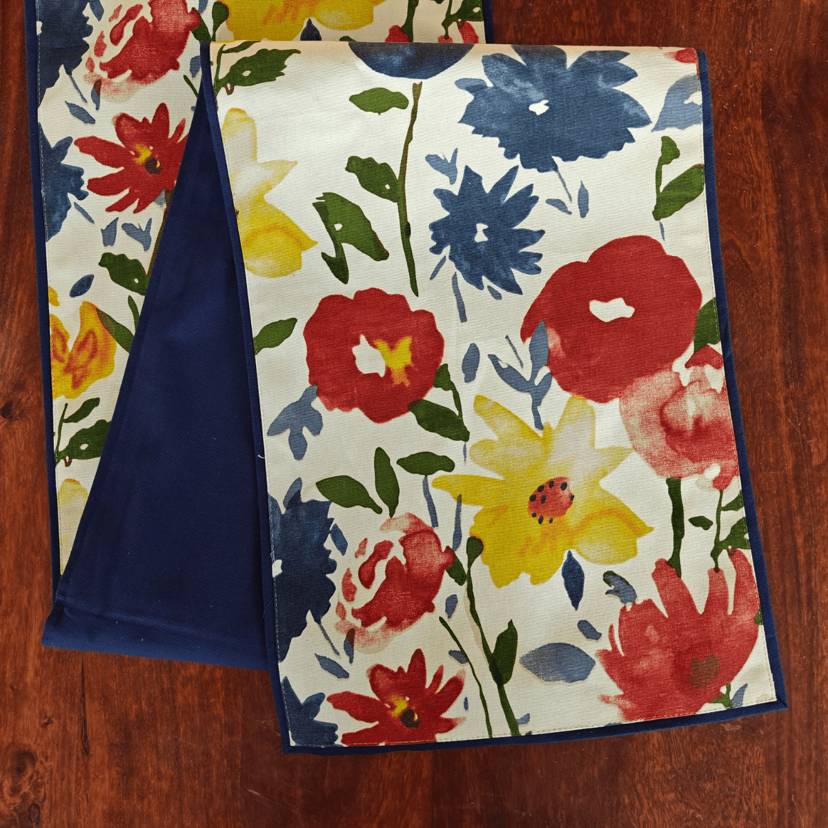 Fern Valley Printed Table Runner, 100% cotton, 13" x 72" - Coral Slub - 