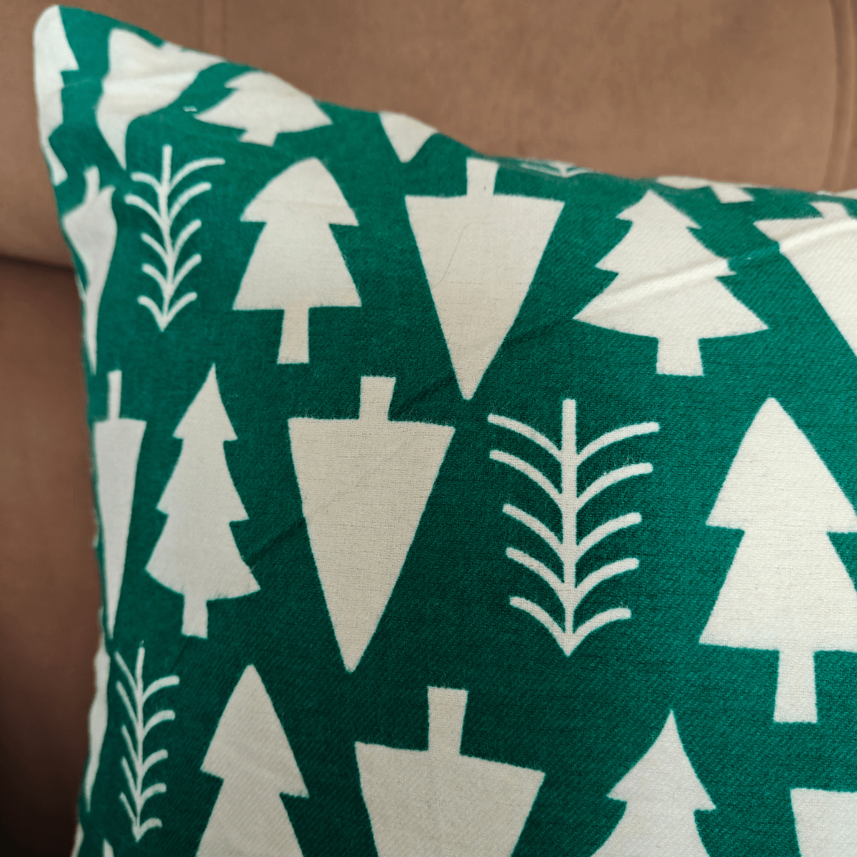 Fir Cushion Cover, 16” x 16”, Pack of 1 - Coral Slub - 