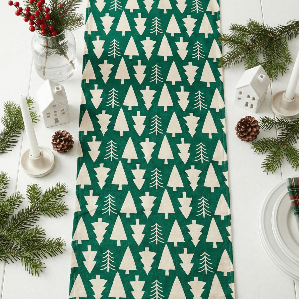 Fir Table Runner, 72" x 13" - Coral Slub - 