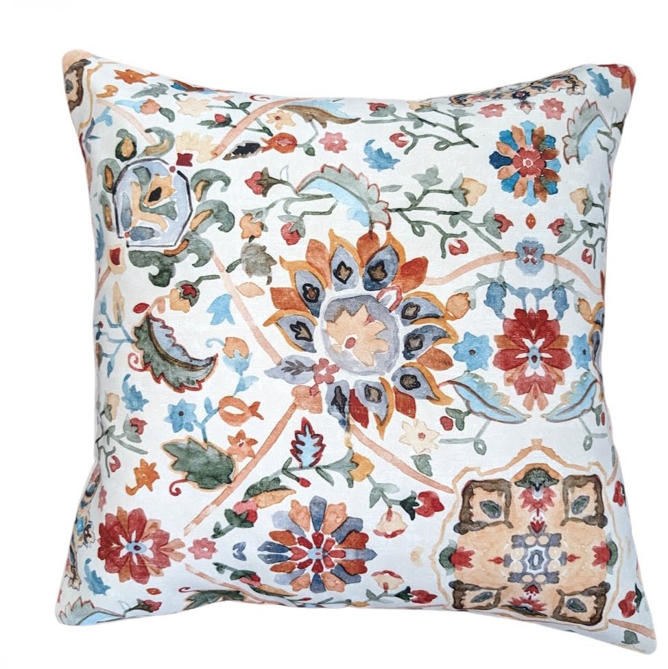 Floral Elegance Cushion Cover, Pack of 2, 16" x 16" - Coral Slub - 