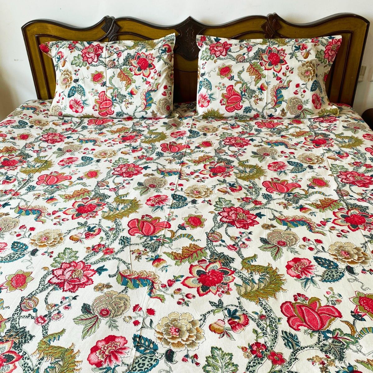 Florence Bedsheet Set 100% Cotton, King Size, 100" x 108" - Coral Slub - 