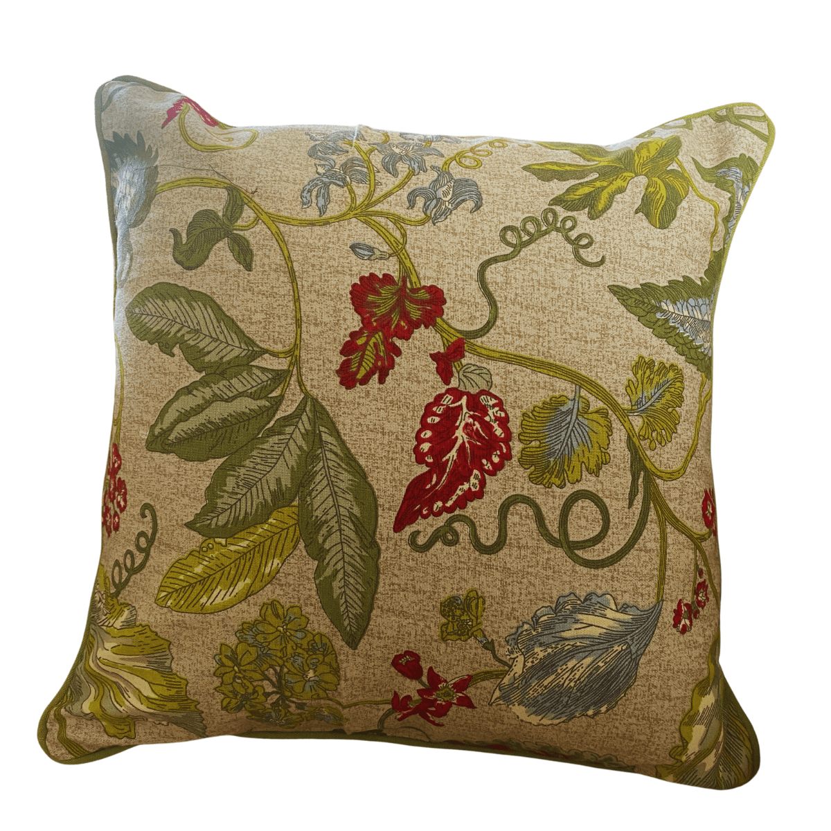 Foliage Printed Cushion Covers, 16" x 16", Pack of 5 - Coral Slub - 