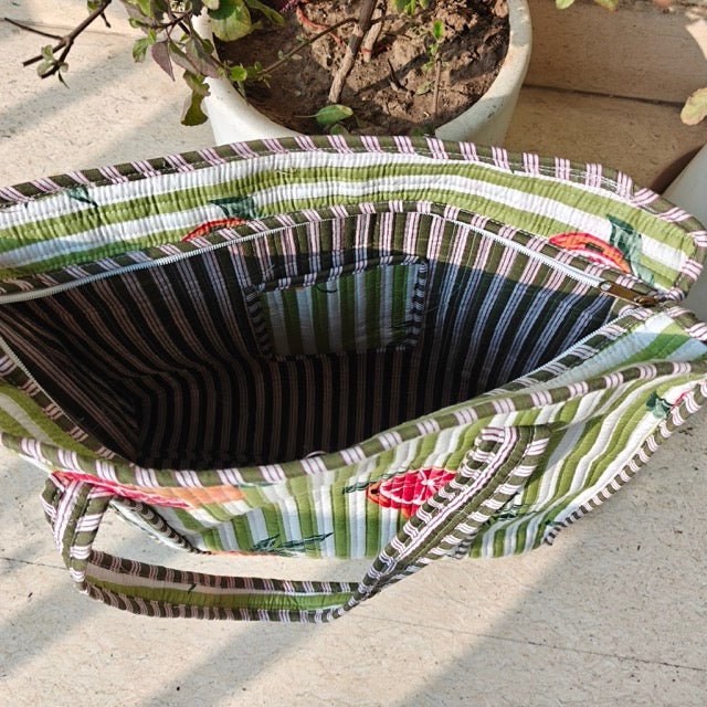 Fruit Punch Botanic Print Tote Bag - Coral Slub - 