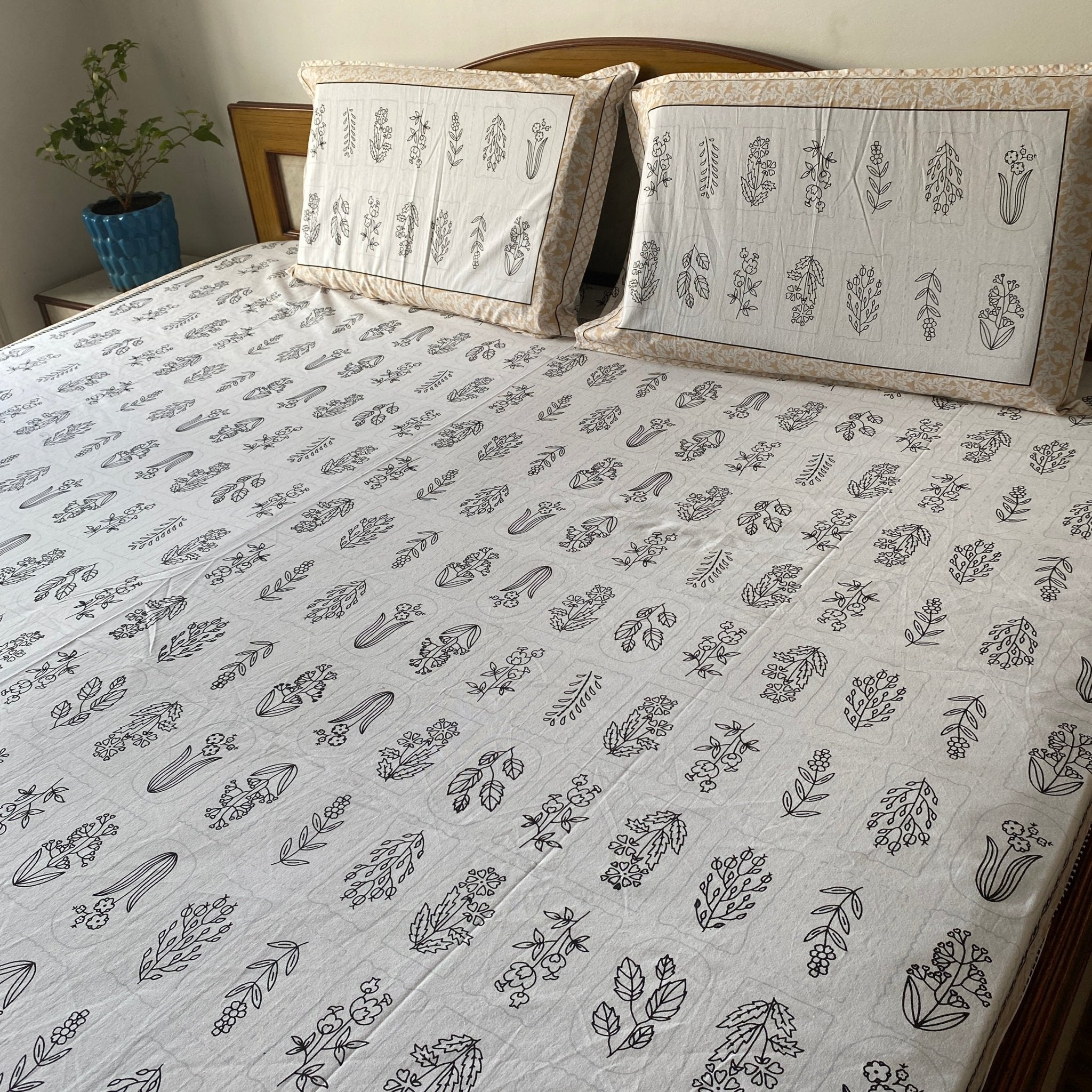 Fulwari Bedsheet Set 100% Cotton, King Size, 100" x 108" - Coral Slub - 