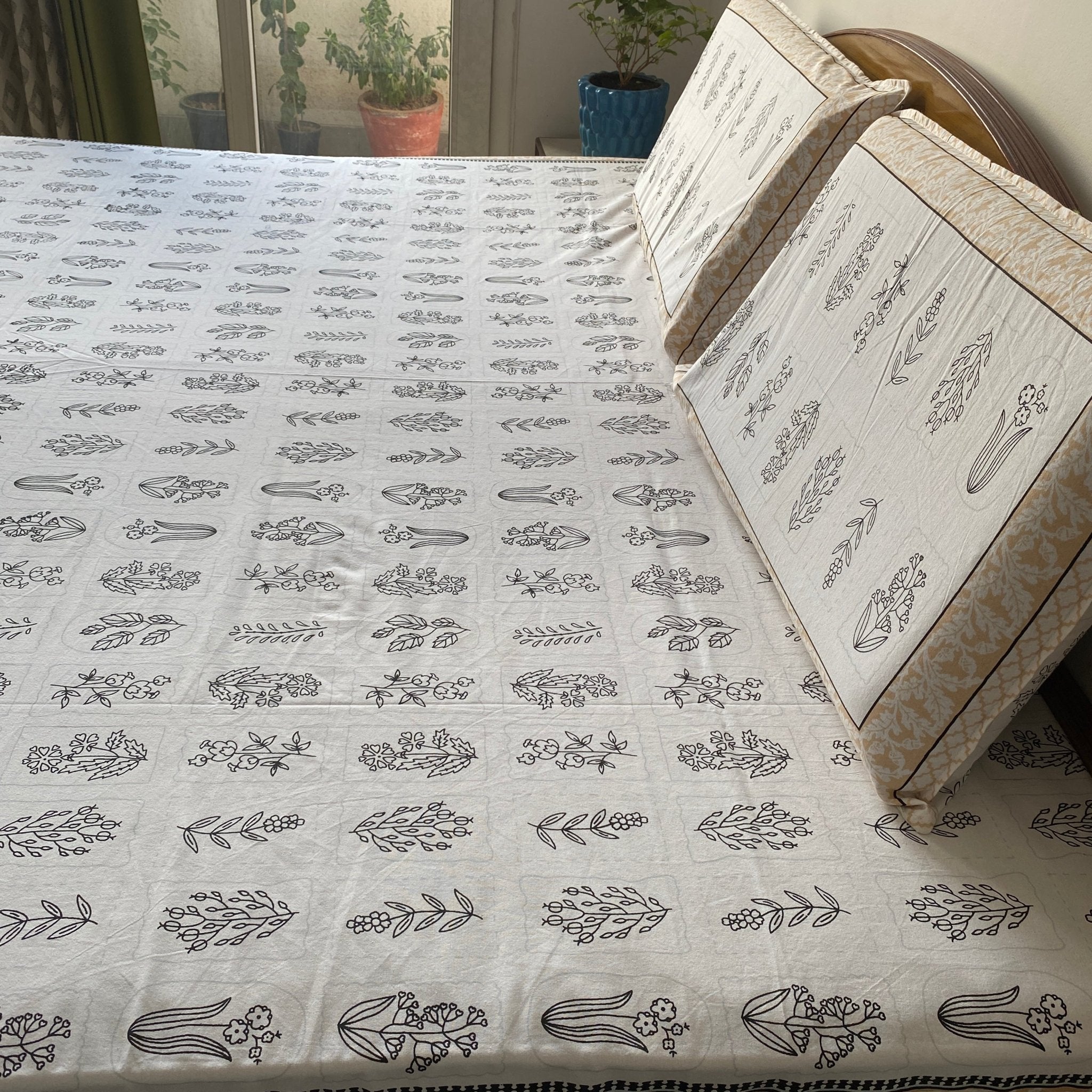 Fulwari Bedsheet Set 100% Cotton, King Size, 100" x 108" - Coral Slub - 