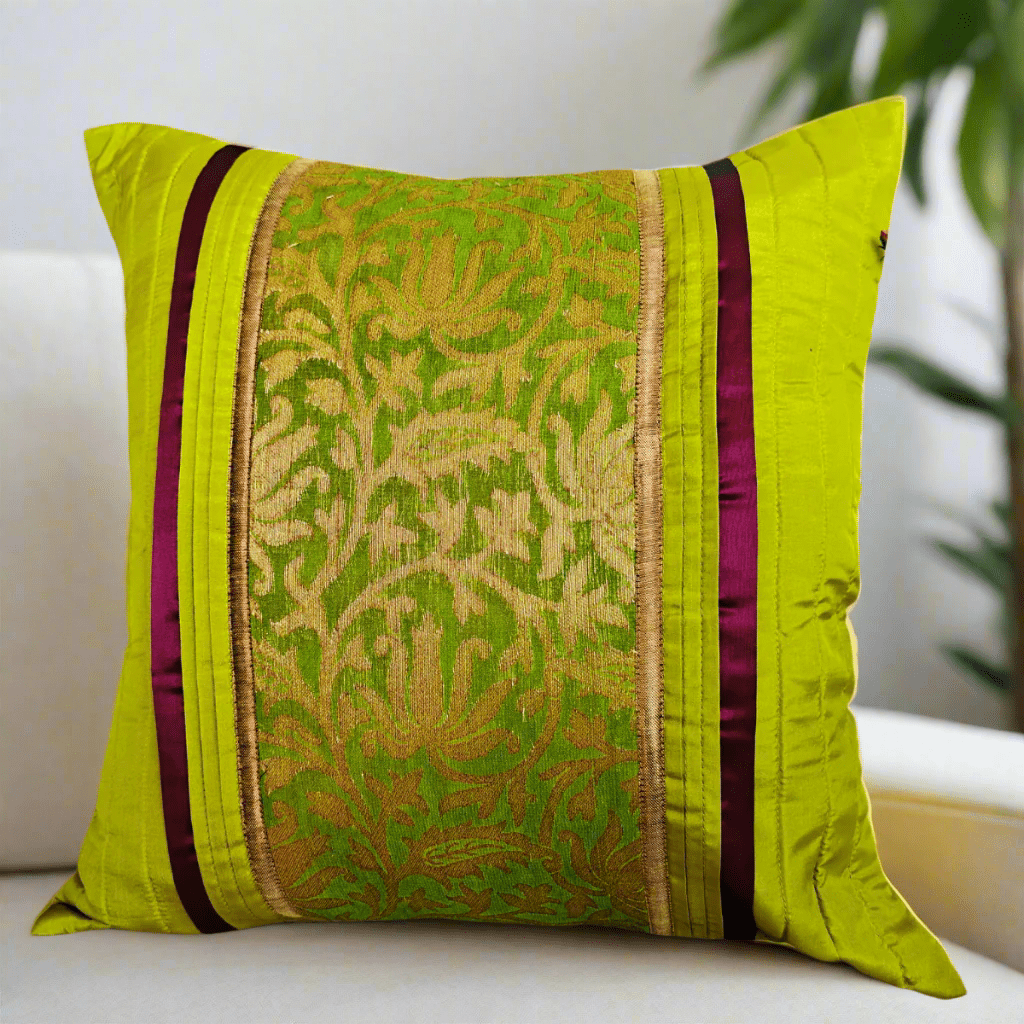 Garnet Green Cushion Cover, 16" x 16", Pack of 1 - Coral Slub - 