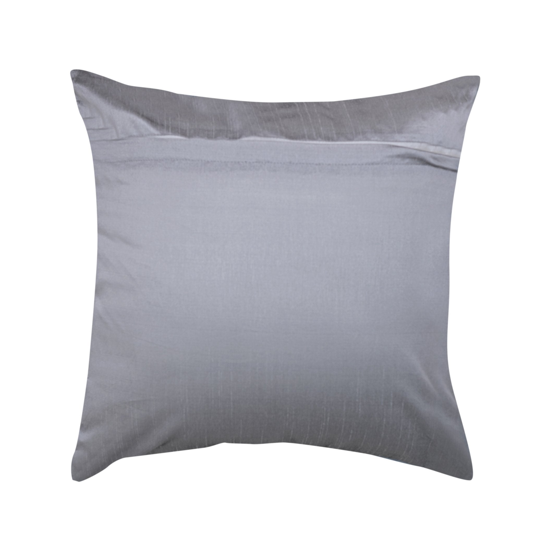 Golden Leaves Smoke Cushion Covers, Pack of 2, 16" x 16" - Coral Slub - 