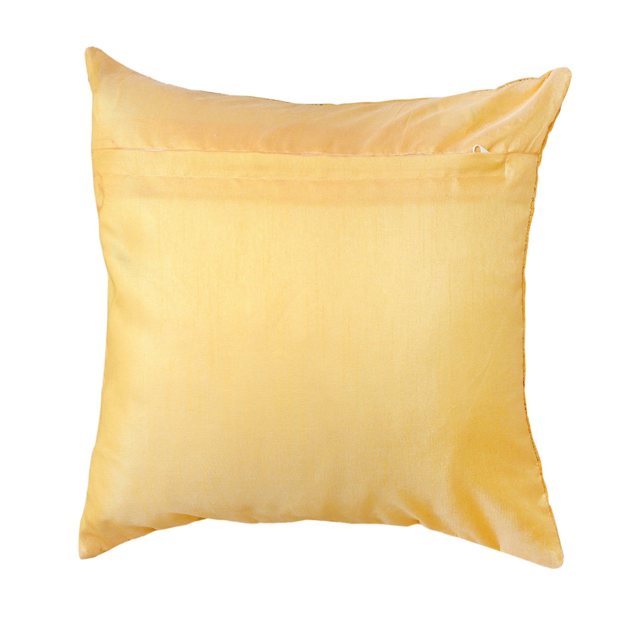 Golden Leaves Sunshine Cushion Covers, Pack of 2, 16" x 16" - Coral Slub - 