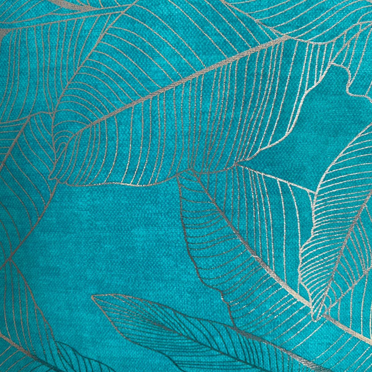 Golden Leaves Teal Cushion Covers, Pack of 2, 16" x 16" - Coral Slub - 