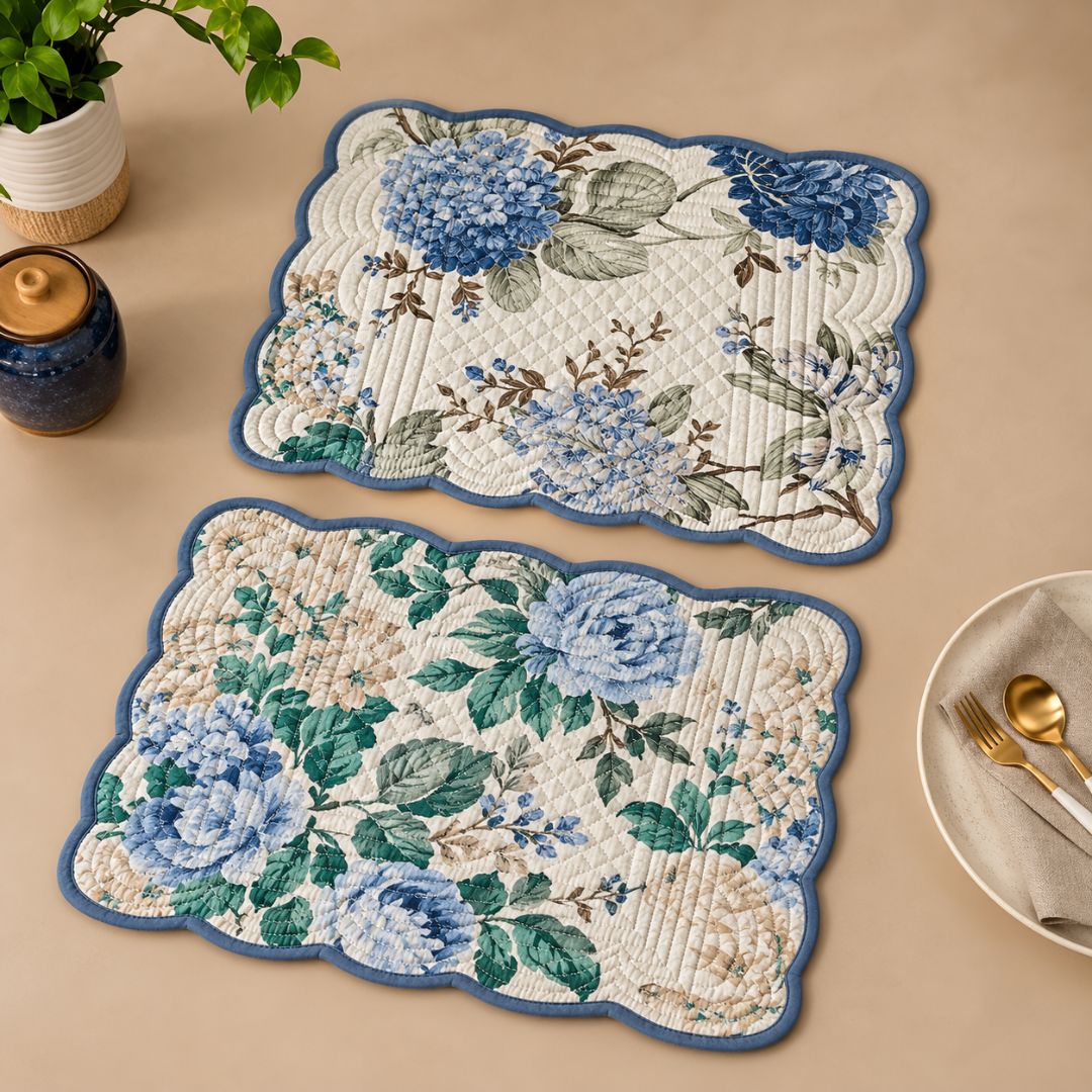 Grapevine Reversible Placemats Set of 6 - Coral Slub -