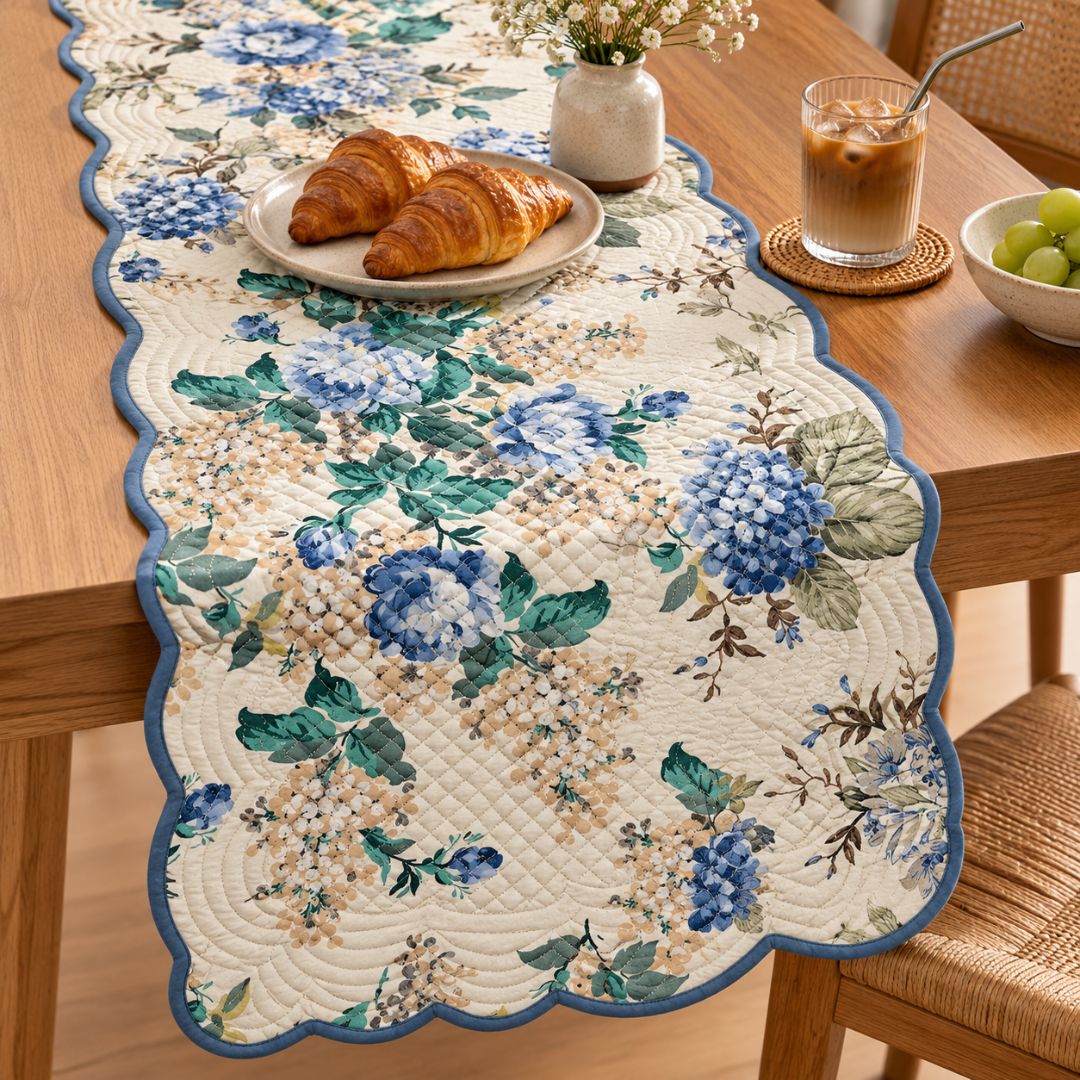 Grapevine Reversible Table Runner - Coral Slub -