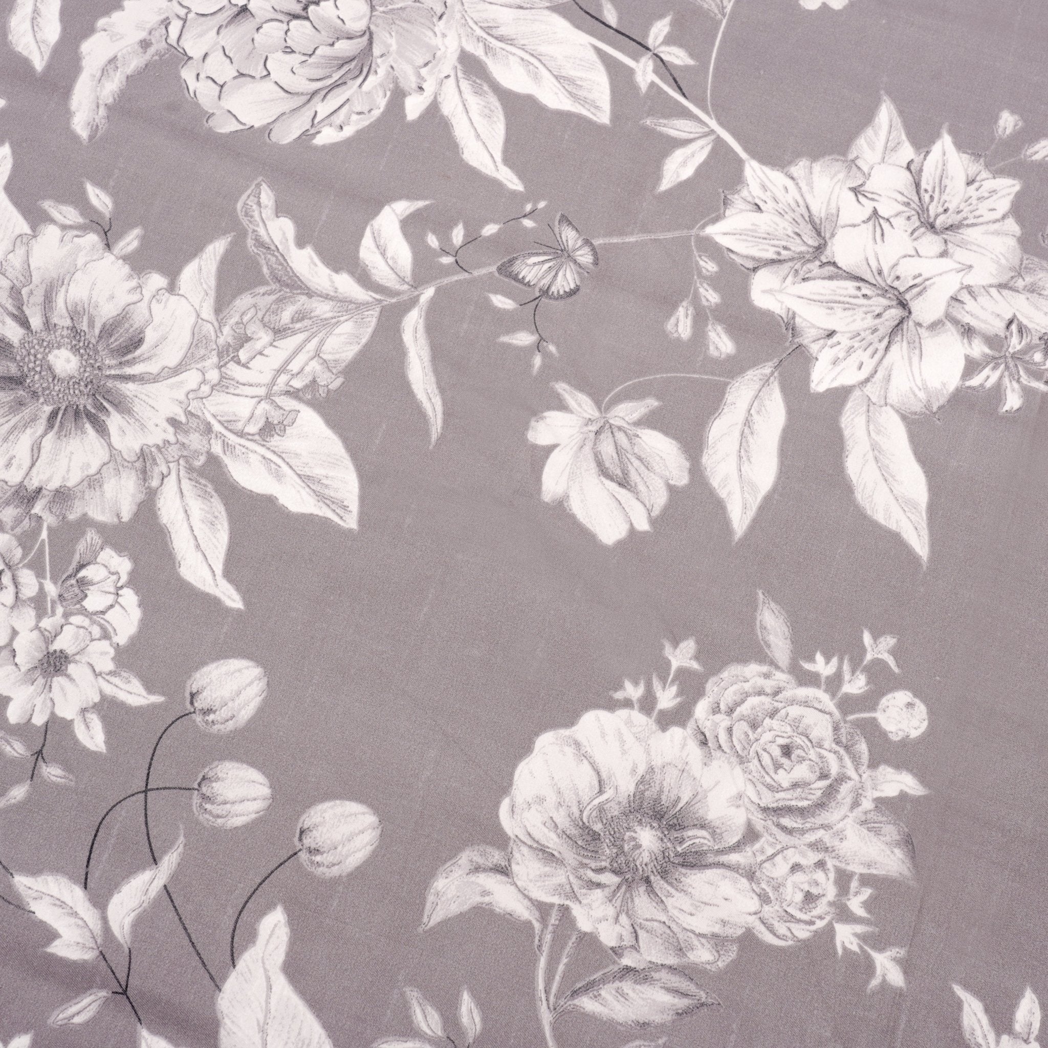 Gray Garden Double Bed Sheet Set, 90" x 100" - Coral Slub - 