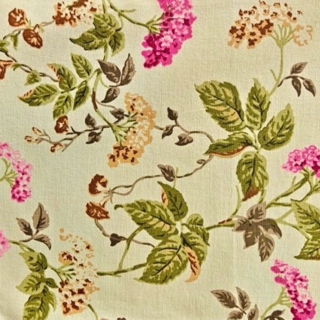 Green Valley Floral Print Table Runner - Coral Slub -