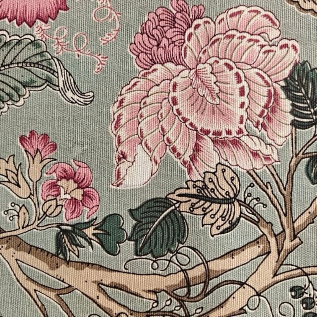 Grey Garden Floral Print Table Runner - Coral Slub -