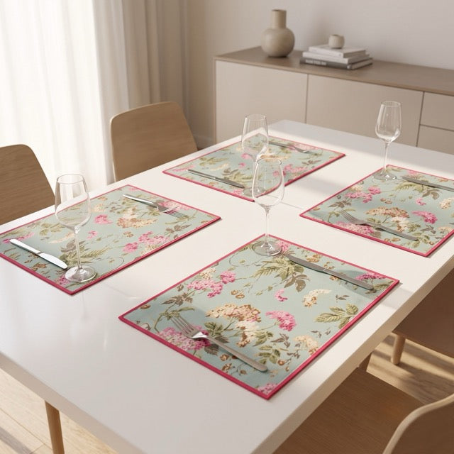 Floral Garden Printed Placemats – Cotton Canvas – Set of 6, 12" x 18"