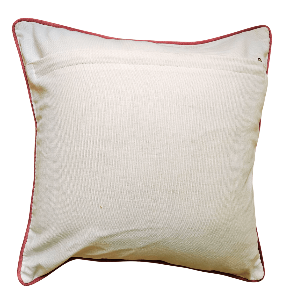 Gul Embroidered Cushion Cover, 16" x 16", Ecru, Pack of 1 - Coral Slub - 