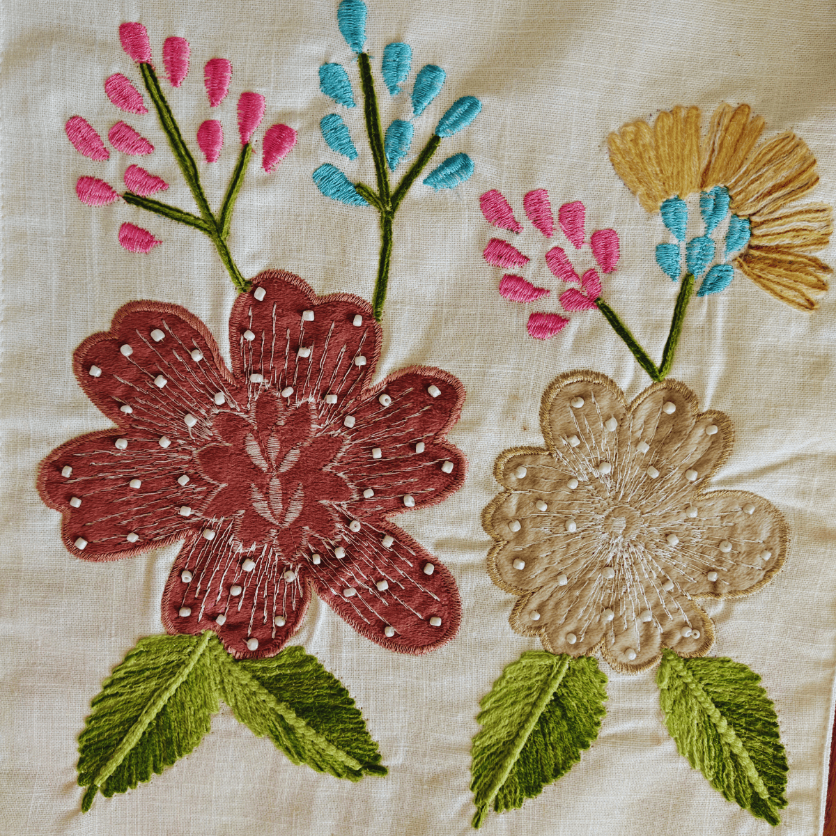 Gul Embroidered Table Runner – 72" x 12" - Coral Slub - 