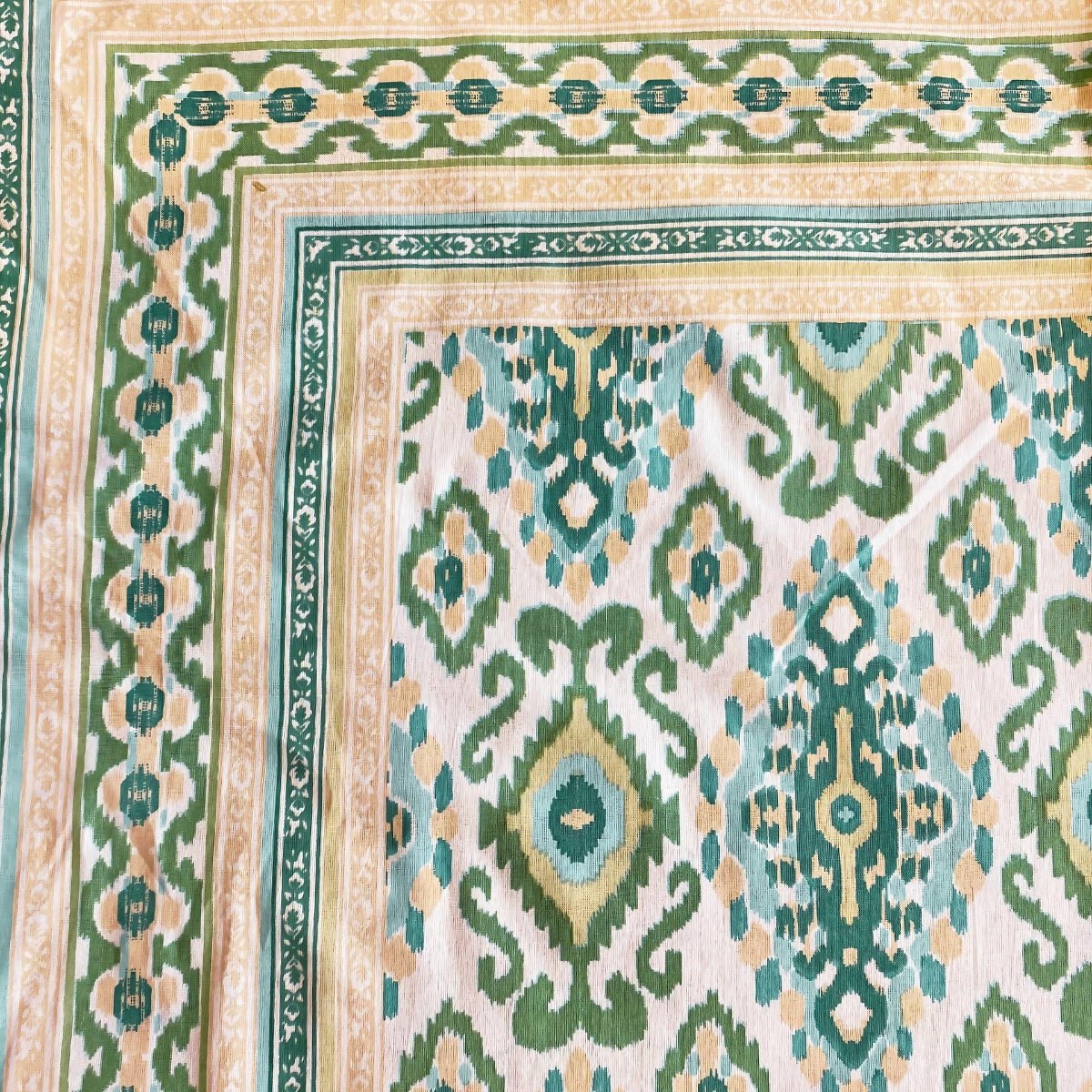 Harita Ikat Print Bedsheet Set, King Size, 100" x 108" - Coral Slub - 