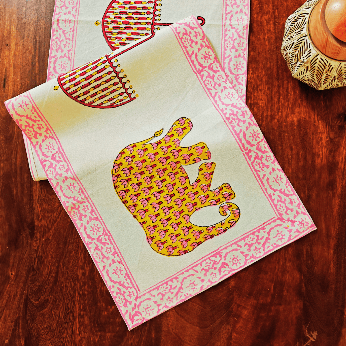 Hasti Table Runner, 100% cotton, 13" X 72" - Coral Slub - 