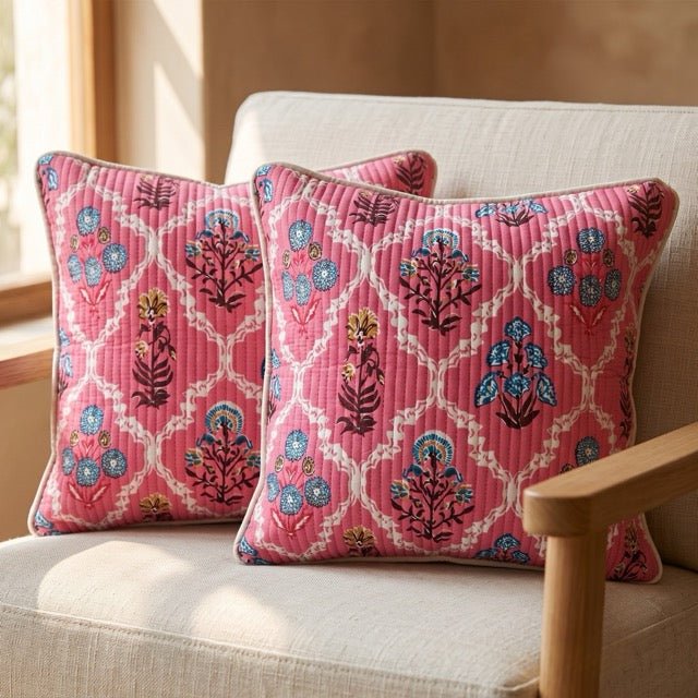 Hastika Cushion Covers, Pack of 2 - Coral Slub -