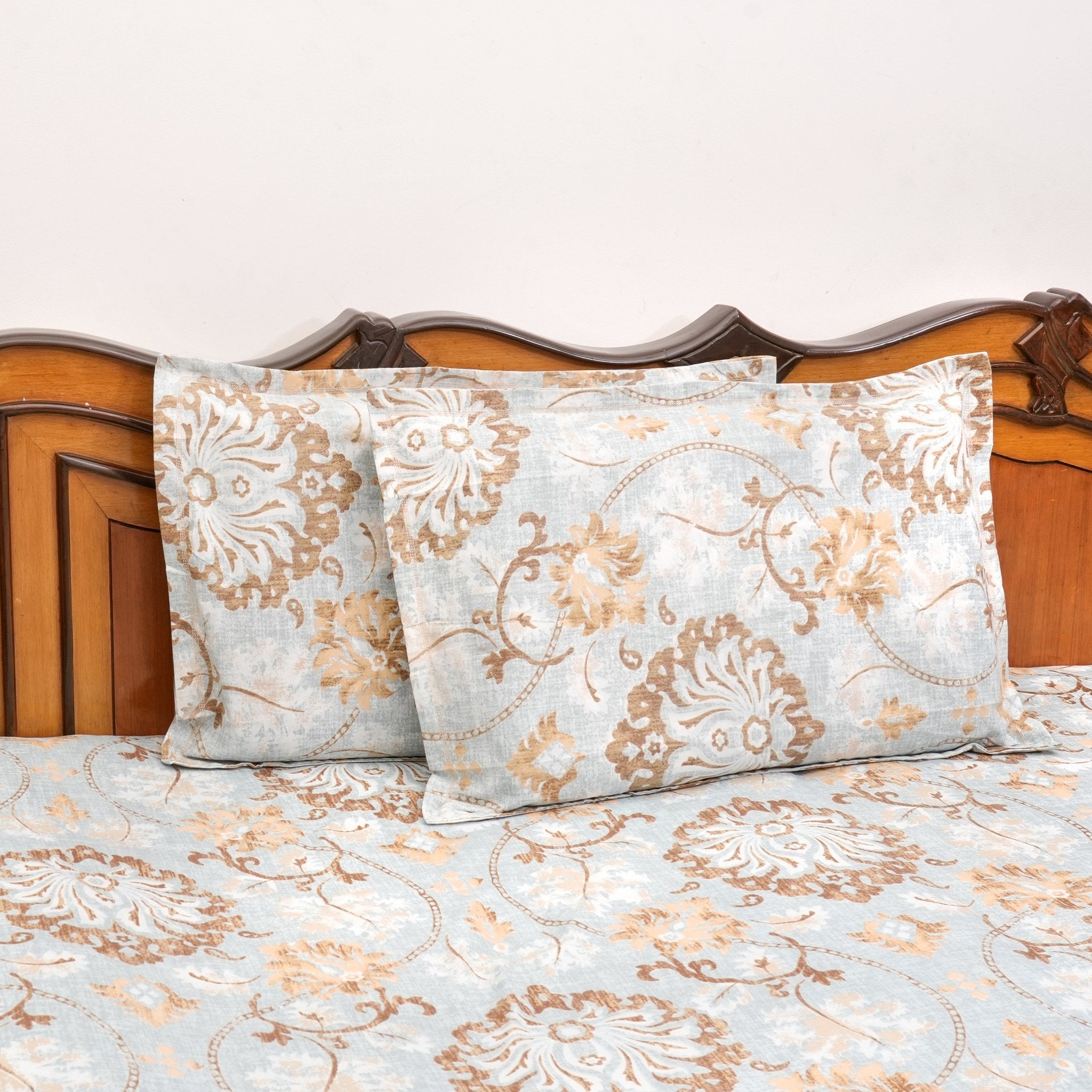 Heritage Garden Double Bed Sheet Set, 90" x 100" - Coral Slub - 