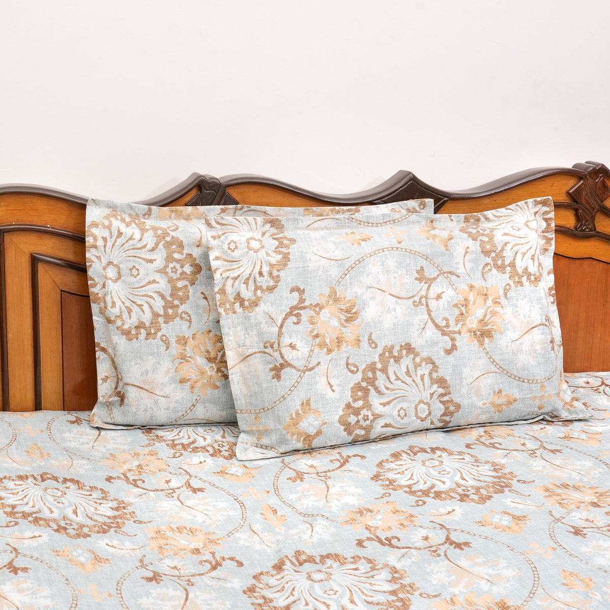 Heritage Garden Double Bed Sheet Set, 90" x 100" - Coral Slub - 