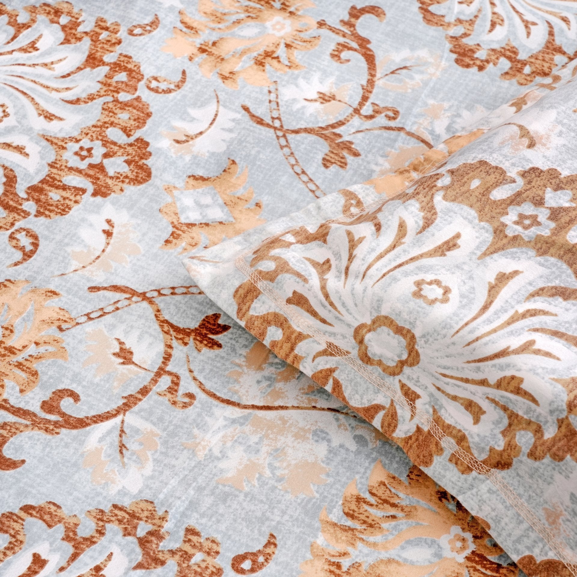 Heritage Garden Double Bed Sheet Set, 90" x 100" - Coral Slub - 