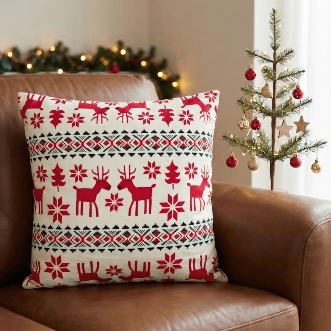 Holly Cushion Cover, 16” x 16”, Pack of 1 - Coral Slub - 