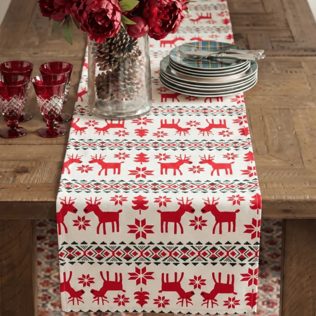 Holly Table Runner, 72" x 13" - Coral Slub - 