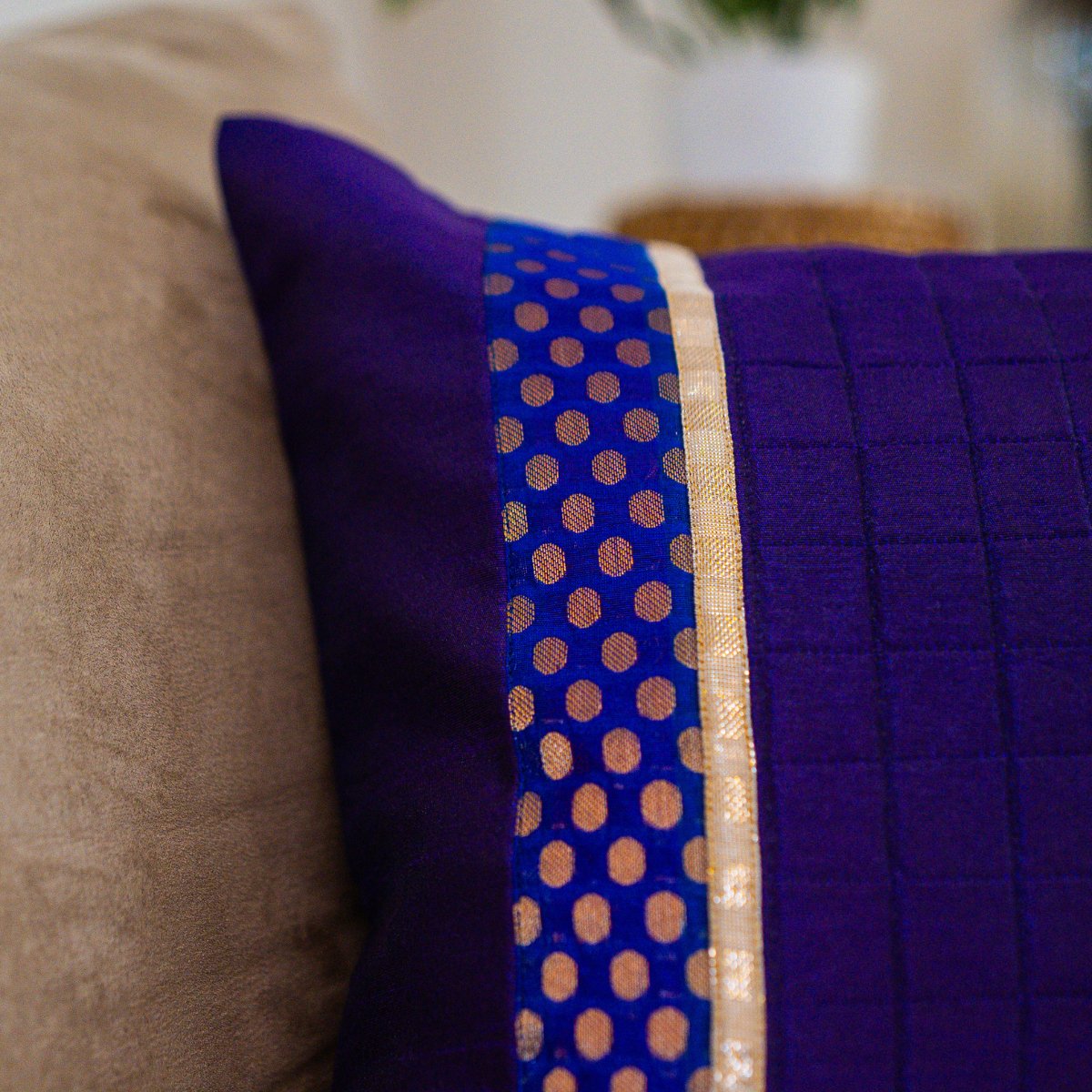 Imperial Purple Cushion Cover, 16" x 16", Pack of 1 - Coral Slub - 