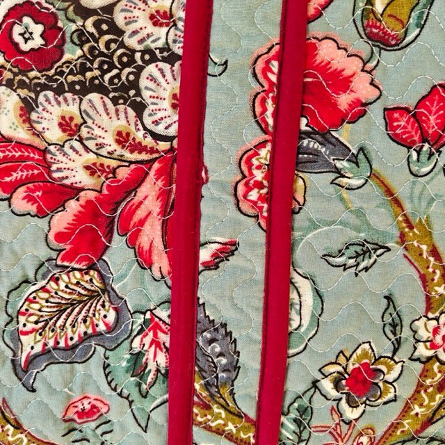 Indigo Ember Botanic Print Tote Bag - Coral Slub - 