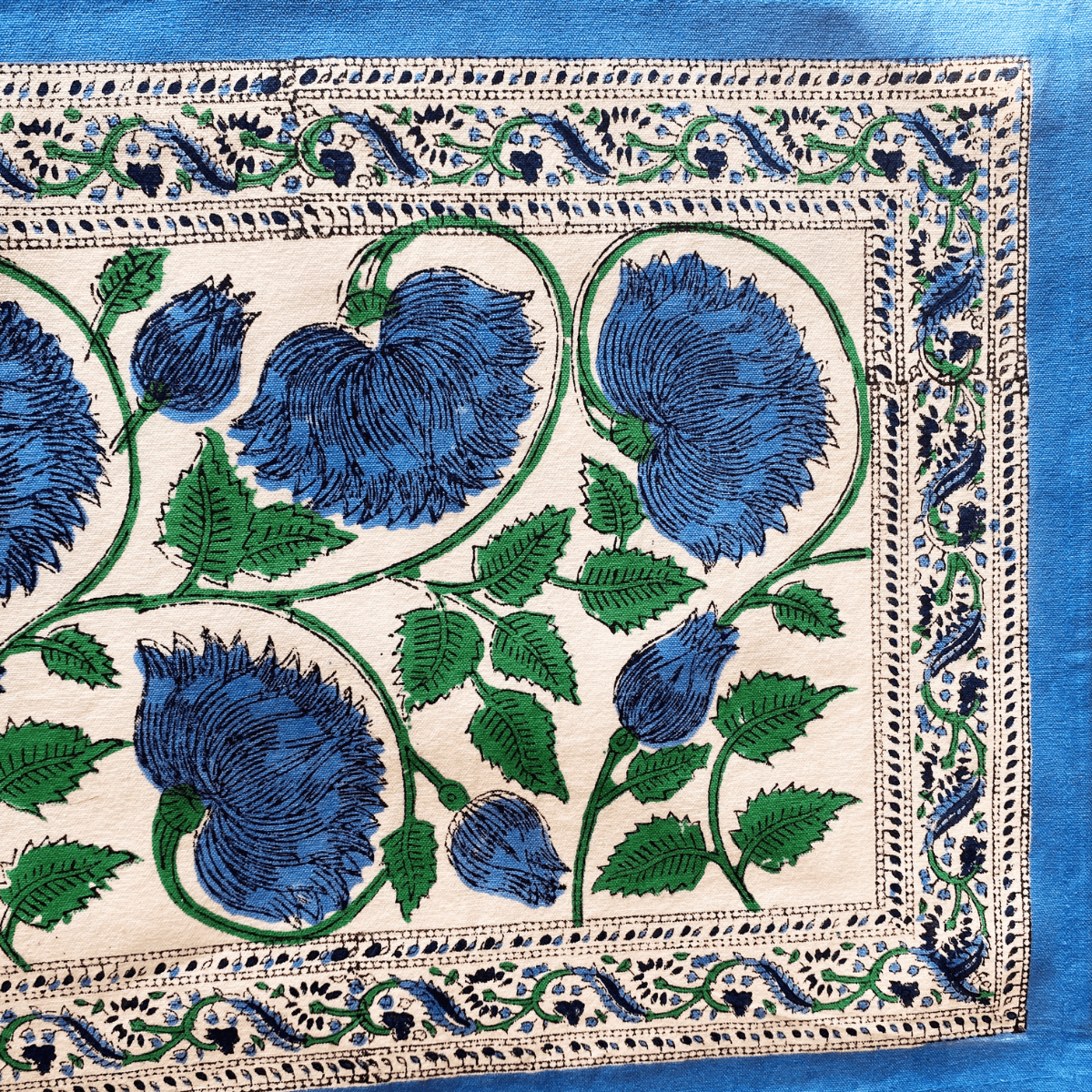 Iris Hand Block Print Placemats, 12" x 18", Set of 6 - Coral Slub - 