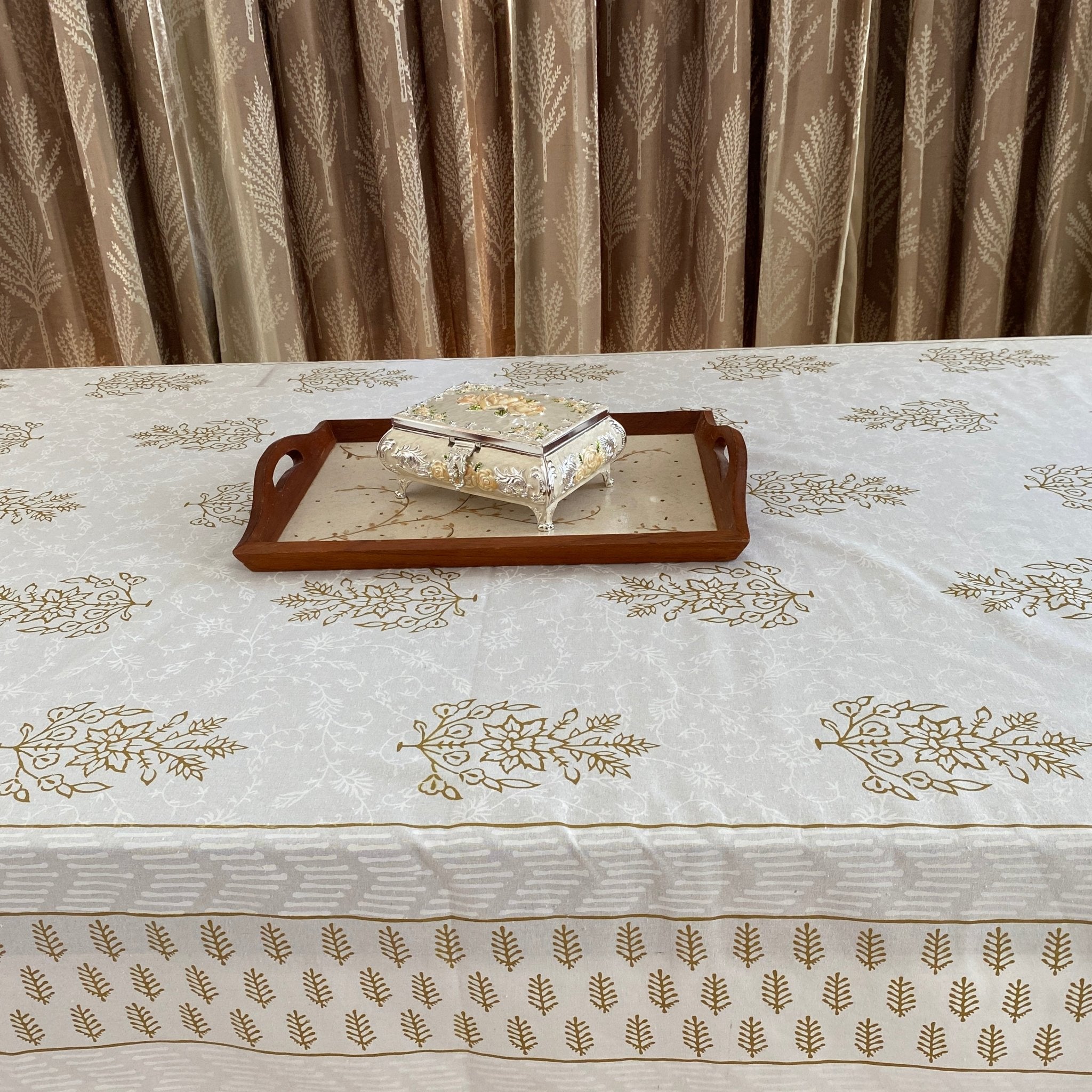 Ivory Coast 6 Seater Dining Table Cover, 100% Cotton, 60" x 90" - Coral Slub - 