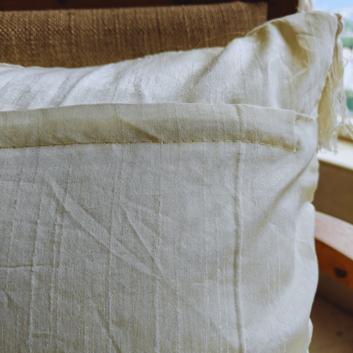 Ivy Emroidered Cushion Cover Set – 16" x 16" (Pack of 2) - Coral Slub - 