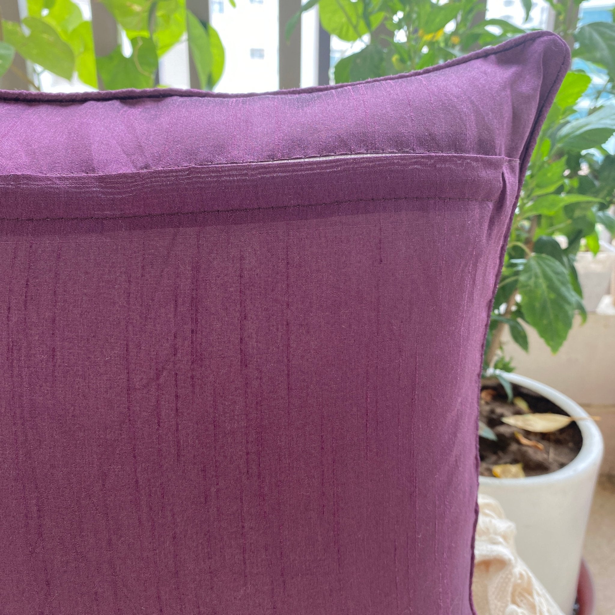 Jamuni Bloom Cushion Cover, Pack of 2, 16" x 16" - Coral Slub - 