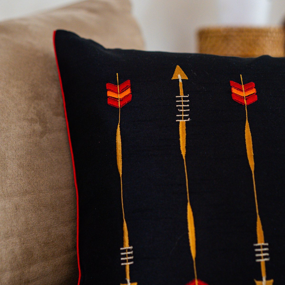 Jewel Black Cushion Cover, 16" x 16", Pack of 1 - Coral Slub - 